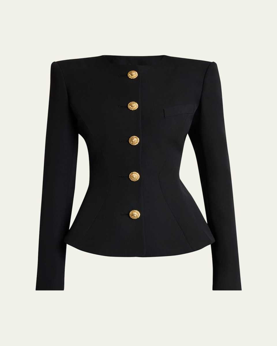 Single-Breasted Grain De Poudre Basque Jacket